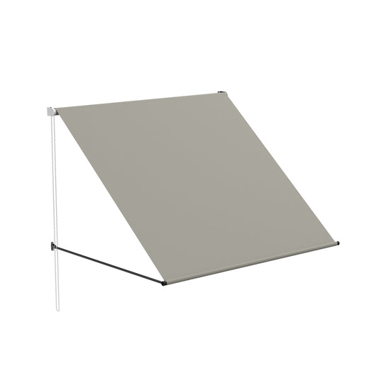 Zonnescherm – Zonwering – Uitschuifbaar – Buitenluifel – Schaduwdoek – Aluminium Frame – 300x145 cm – Stevige Touwen & Steunpalen – Gemengde Kleur