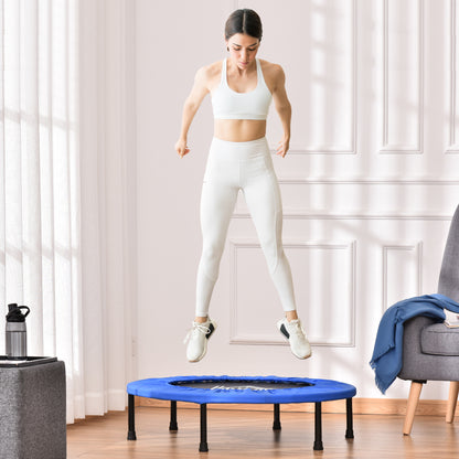 Fitness Trampoline – Mini Trampoline – Springmat – Trainingsapparaat – Indoor Trampoline – Zwart/Blauw – Compact Ø91 cm – Antislip Voeten & 100 kg Belastbaar