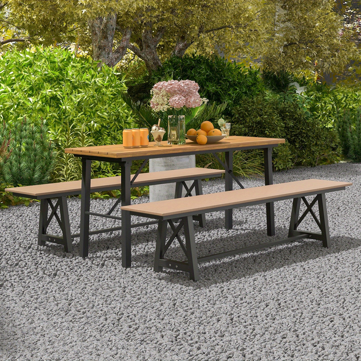 Buitenbank – Tuinbank – Balkonbank – Parkbank – Zitbank – Weerbestendig HDPE – Met Stabiel Metalen Frame – 183 cm – 500 kg Draagvermogen