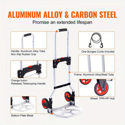 Inklapbare Steekwagen – Vouwkar – Handkar – Transportkar – Trolley – Aluminium Frame – All-Terrain Wielen
