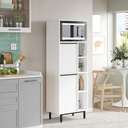 Keukenkast – Opbergkast – Dressoir – Kast – Meubel – Wit – 162x60x36 cm – Stevig Met Metalen Poten – Veel Opbergruimte Met 2 Deuren En Open Vakken
