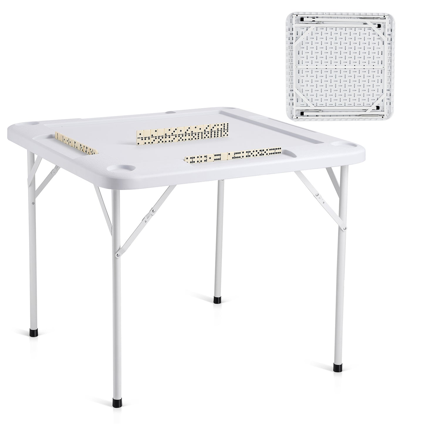 Mahjongtafel – Speeltafel – Kaarttafel – Inklapbare Tafel – Bordspel Tafel – Waterbestendig PE Materiaal – 4 Bekerhouders & Chiplades