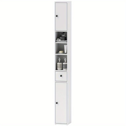 Badkamerkast – Opbergkast – Kolomkast – Smalle Kast – Wastafelonderkast – Ruimtebesparend – Vochtbestendig Zonder Hout – Verstelbare Planken – Moderne Witte Kast 20x20x178 cm