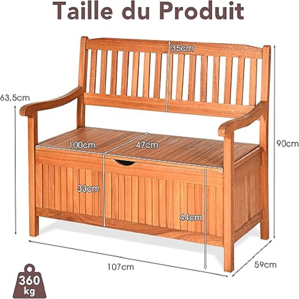 Tuinkist – Tuinbank – Opbergbox – Kussenbox – Buitenbank – Acaciahout – Waterdichte Voering – 125 Liter Opbergruimte
