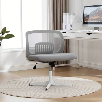 Ergonomische Bureaustoel – Bureaustoel Zonder Armleuningen – Draaibare Stoel – Schommelstoel – Thuiswerkstoel – 360° Draaibaar – Verstelbare Hoogte – Stevig Metalen Frame – Comfortabele Gewatteerde Zitting Grijs Mesh