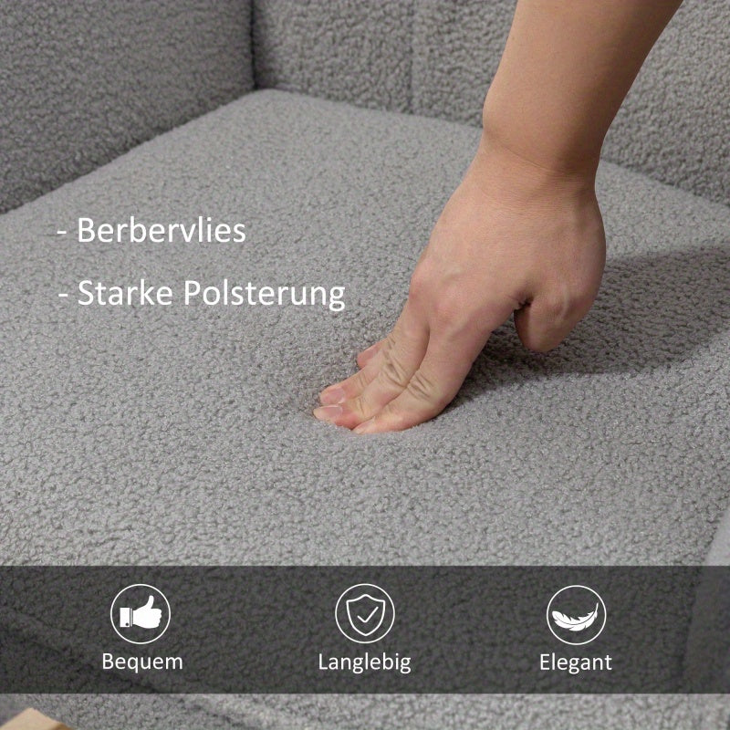 Schommelstoel – Schommelstoel Met Armleuning – Draaistoel – Relaxstoel – Lounge Stoel – Lichtgrijs Berbervlies – Ergonomisch Comfort – Stevig Stalen Frame 120 Kg