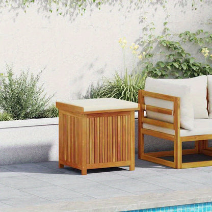 Opbergkist Tuin – Tuinkussenbox – Tuinbox – Opbergbox – Tuinkist – Massief Acaciahout – 60x50x61 cm – Inclusief Crème Wit Zitkussen