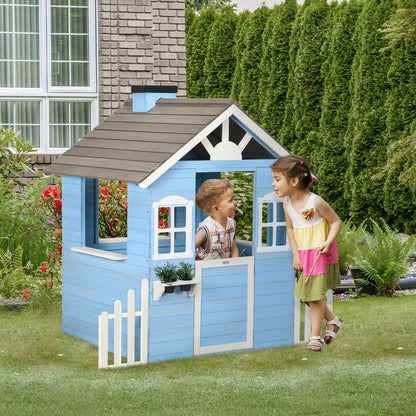 Houten Speelhuisje – Speelhuis – Speelgoedhuis – Tuinhuisje – Kinderspeelhuis – Blauw – Duurzaam Grenenhout – Veilig Afgewerkt