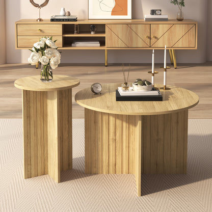 Salontafel – Koffietafel – Bijzettafel – Woonkamertafel – Tafeltje – Scandinavisch Design – Nesting Set – Rond – Metaal – Ruimtebesparend – Duurzaam