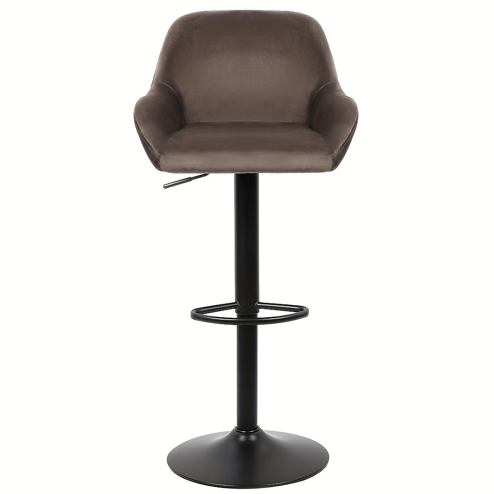 Bar Stools Set Of 2, Modern 360° Swivel Velvet Bar Stools, Counter Height Bar Chairs with Black Legs for Home Kitchen Island 40x50x86-106cm Brown