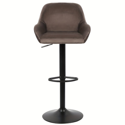 Bar Stools Set Of 2, Modern 360° Swivel Velvet Bar Stools, Counter Height Bar Chairs with Black Legs for Home Kitchen Island 40x50x86-106cm Brown
