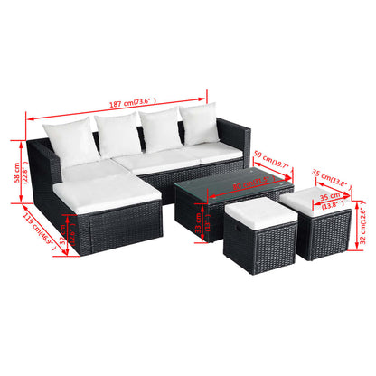 Loungebank – Loungeset – Hoekbank – Bank – Tuinbank – Grijs – 4-delig – Weerbestendig PE-rattan – Verstelbare Hoek