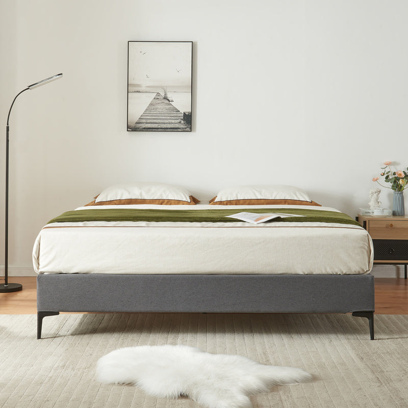 Tweepersoonsbed – Bedframe – Slaapbank – Gestoffeerd Bed – Opbergbed – Donkergrijs – 160x200 cm – Stabiel Multiplex Frame – Afneembare Wasbare Polyester Hoes