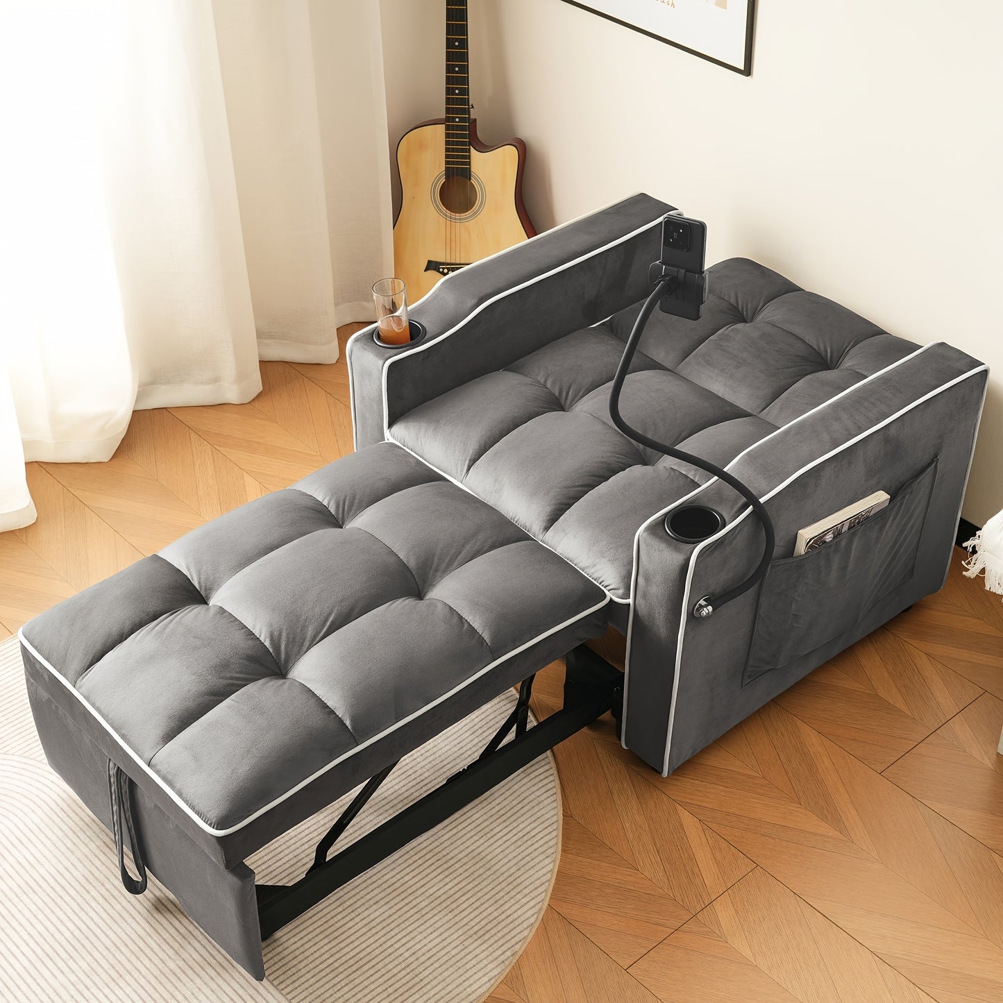 Stoelbed – Sofa Bed – Slaapstoel – Fauteuil – Ligstoel – Multifunctioneel 3-in-1 Design – Compact 83x167x76 cm – Stijlvolle Velvet Bekleding