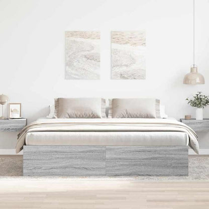 Bedframe – Bed – Bedbodem – Platformbed – Slaapbank – Modern Design – Massief Hout – King Size 180x200 cm – Stevig en Eenvoudig te Monteren – Grijs