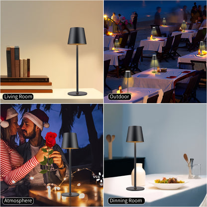 Bureaulamp – Tafellamp – Draadloze Lamp – LED Lamp – Nachtlamp – Draadloos & Oplaadbaar – Touch Bedienbaar – 7000mAh Accu – Minimalistisch Pagoda Design – 2 of 4 Stuks