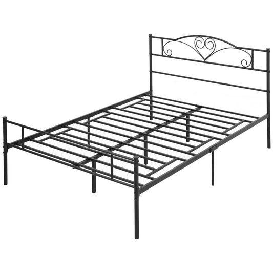 Metalen Bedframe – Stalen Bedframe – Metalen Ledikant – Metalen Slaapbed – Metalen Onderstel – Zwart – Stevige Constructie 300 kg Draagkracht – Afmeting 145x211x106 cm