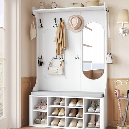 Kapstok – Schoenenrek – Garderobekast – Wandkapstok – Halmeubel – Wit – 5-in-1 Multifunctioneel Design – Verstelbare Planken