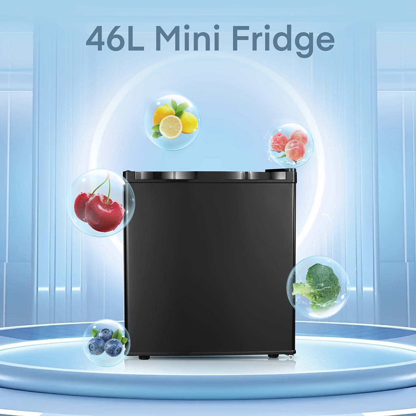 Mini Koelkast – Minibar – Tafelmodel – Kleine Koelkast – Compacte Koelkast – 46 Liter Inhoud – Met Vriesvak – Energiezuinig E-Klasse – 42 dB Stil Geluid – Verstelbare Deurtjes & Temperatuur
