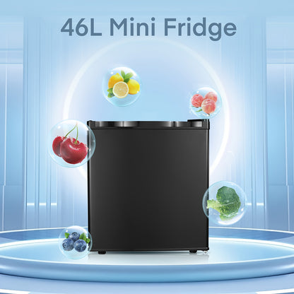 Mini Koelkast – Minibar – Tafelmodel – Kleine Koelkast – Compacte Koelkast – 46 Liter Inhoud – Met Vriesvak – Energiezuinig E-Klasse – 42 dB Stil Geluid – Verstelbare Deurtjes & Temperatuur