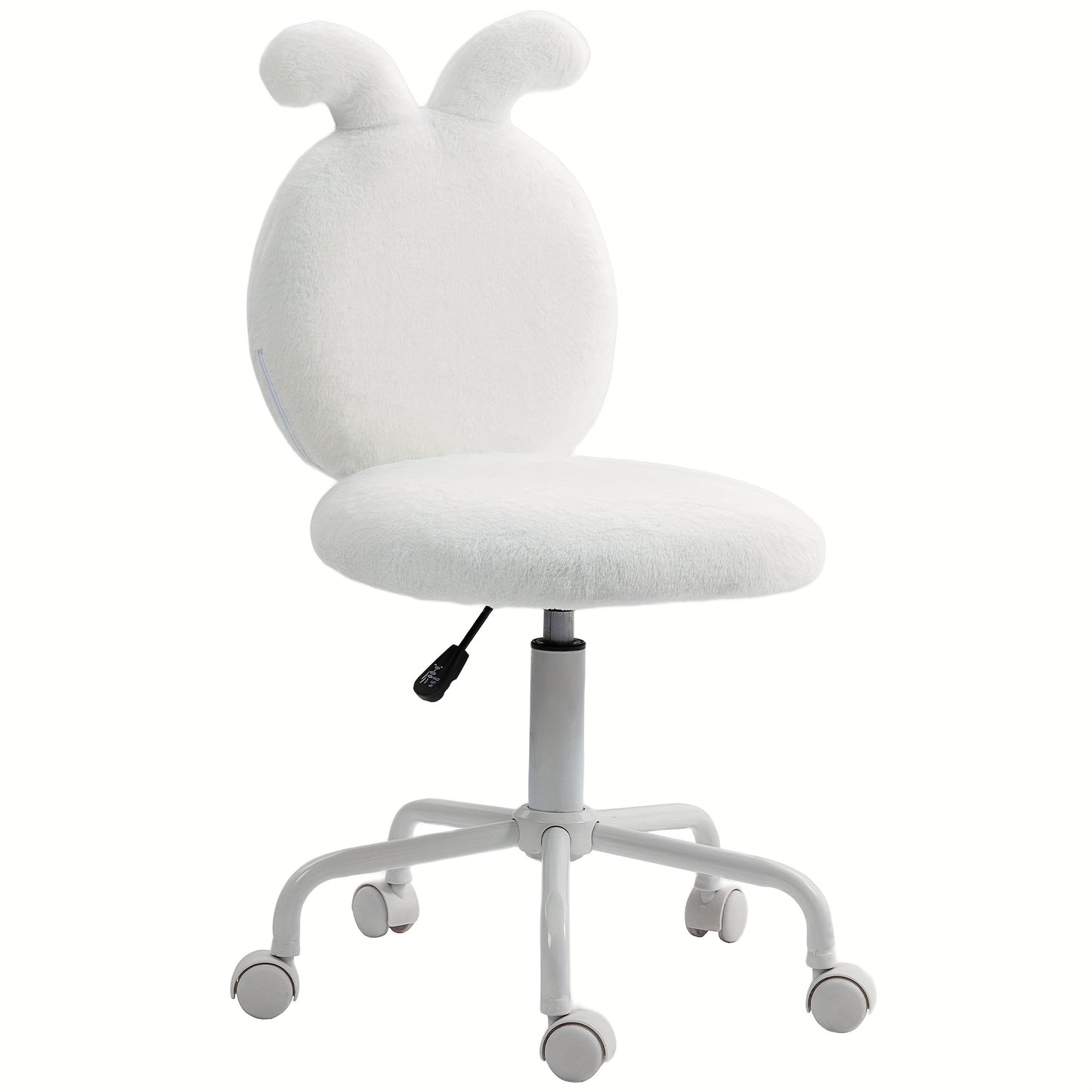 Adjustable Height Makeup Chair with Rabbit Ears - Velvet-Like Soft Touch, Swivel & Recline Options, Metal Frame, White - Perfect for Bedroom or Office Use, Makeup Chair for Bedroom, Contemporary Design, Easyclean Material