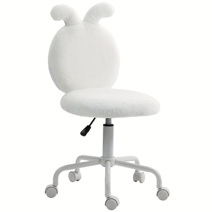 Adjustable Height Makeup Chair with Rabbit Ears - Velvet-Like Soft Touch, Swivel & Recline Options, Metal Frame, White - Perfect for Bedroom or Office Use, Makeup Chair for Bedroom, Contemporary Design, Easyclean Material