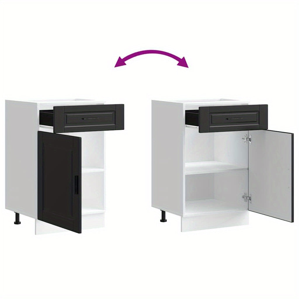 Keukenonderkast – Keukenkast – Opbergkast – Onderkast – Basis Meubel – Zwart Houten Fineer – Compact 50x46x81,5 cm – Verstelbare Pootjes & 65 kg Draagkracht
