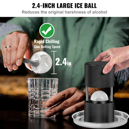 Ijsballenmaker – Ijsbalmaker – IJsblokjesvorm – Ice Cube Mold – Whiskey Ijsballen Pers – Aluminium – Ø 60 mm Grote Ronde Ijsballen