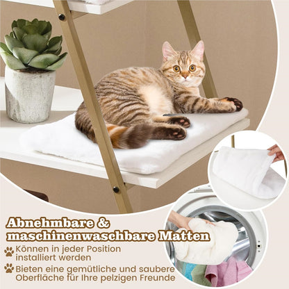 Kattentoiletkast – Kattenbakmeubel – Kattenkast – Kattenbakkast – Kattenhuis – Met 5 Wasbare Pluche Matten – Verstelbare Voeten & Ventilatieopeningen – Wit