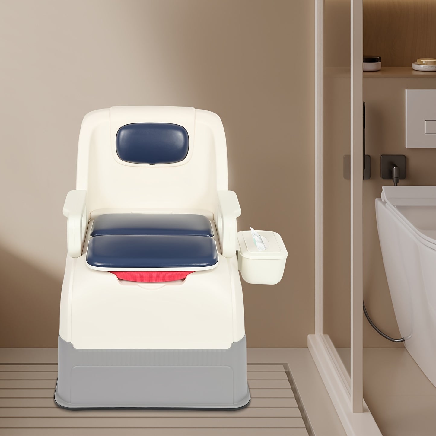 Mobiele Toiletestoel – Draagbaar Toilet – Bed Commode – Hygiënische Stoel – Senioren Potje – Afneembare Armleuningen – Antislip Voeten – Geurafsluitend Emmer