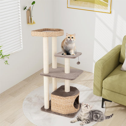 Krabpaal – Krabmeubel – Kattenklimpaal – Krabton – Kattenmeubel – 131 cm Hoog – Natuurlijk Riet en Sisal