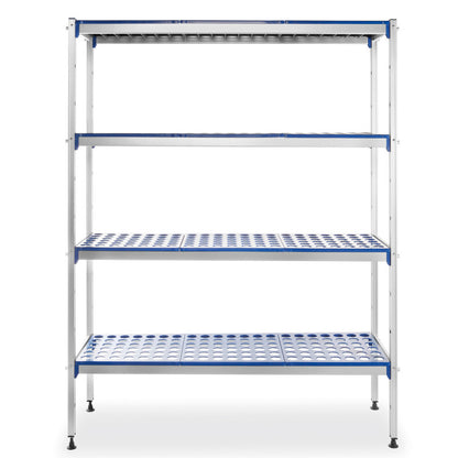 Open kast keuken – Open stelling – Opbergkast – Opbergrek – Vakkenkast – Geanodiseerd aluminium frame – Vaatwasserbestendige polypropylene planken – 128 cm breed, 168,5 cm hoog