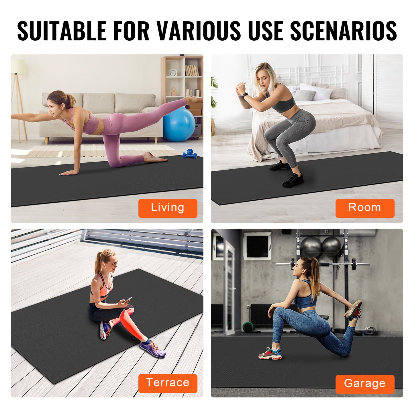Fitnessmat – Yogamat – Trainingsmat – Pilatesmat – Gymmat – Groot Formaat 305x183 cm – Antislip PVC Dicht 7 mm Dikte
