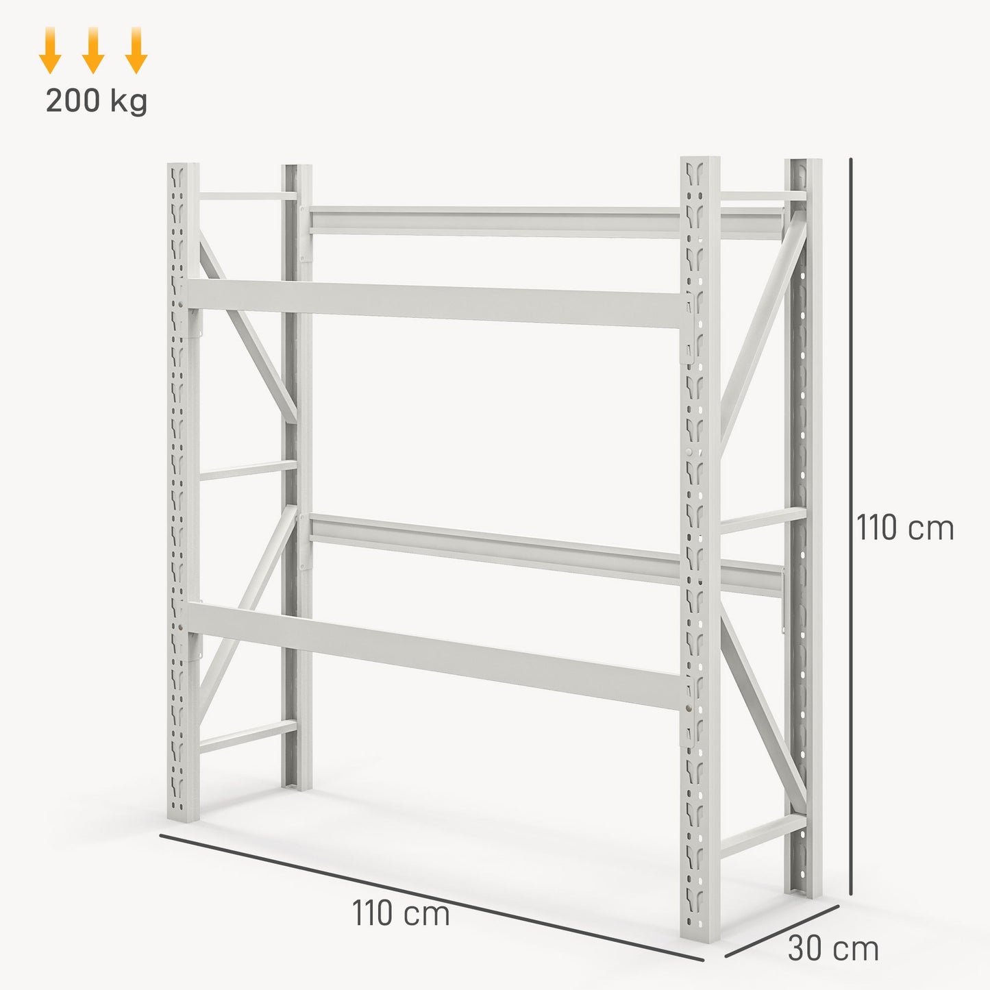 Drankenkistenrek – Bewaarkastje – Opbergrek – Krattenrek – Stelling – Wit Stalen Frame – Verstelbare Hoogte – 110x30x110 cm – 6 Kratten capaciteit