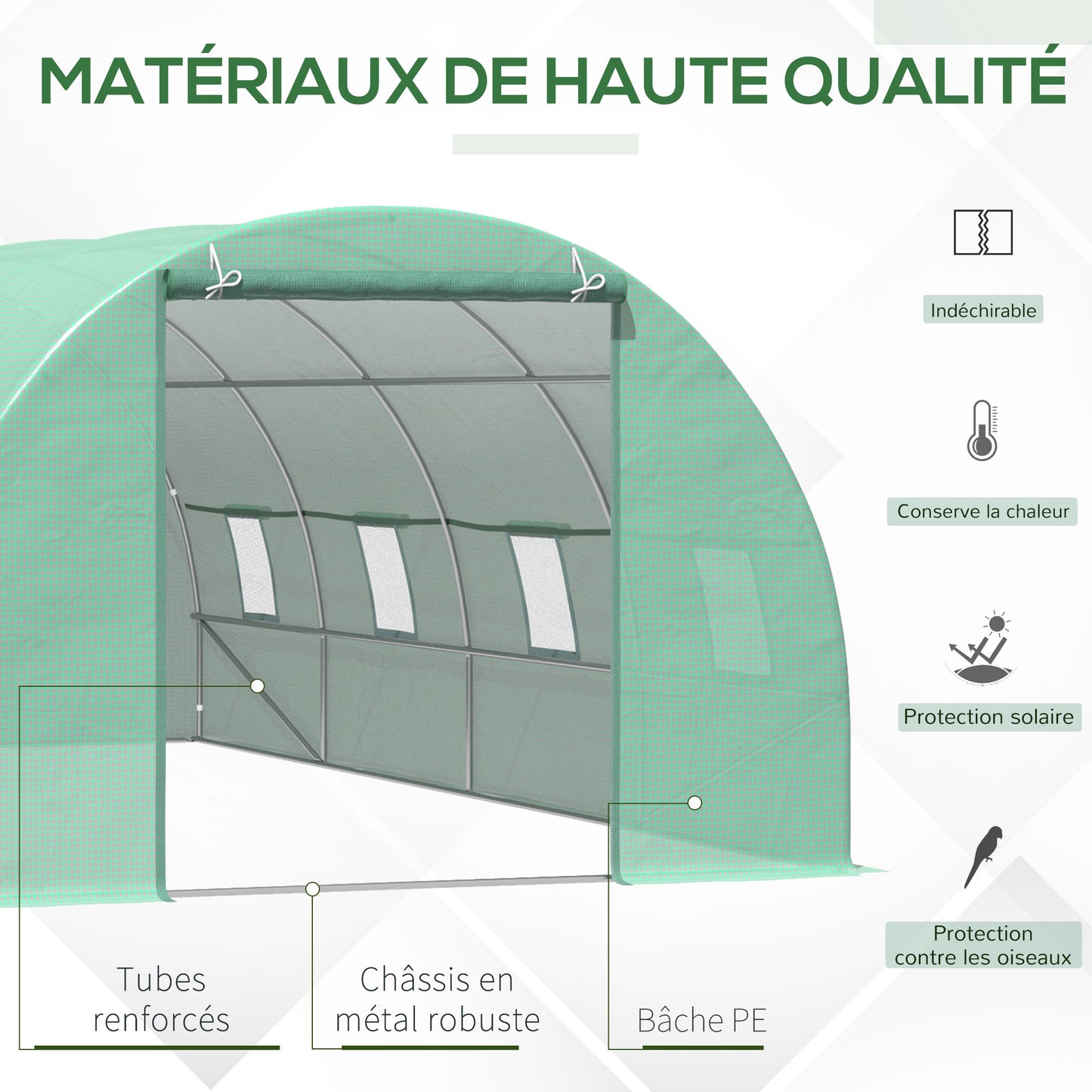 Tuin Tunnelkas – Tuinkas – Kaskas – Groentekas – Plantenkas – 6x3x2 Meter – Verzinkt Stalen Frame – 8 Ventilatieraampjes – Oprolbare Deur – UV-bestendige PE Bedekking – Groen
