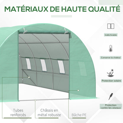 Tuin Tunnelkas – Tuinkas – Kaskas – Groentekas – Plantenkas – 6x3x2 Meter – Verzinkt Stalen Frame – 8 Ventilatieraampjes – Oprolbare Deur – UV-bestendige PE Bedekking – Groen