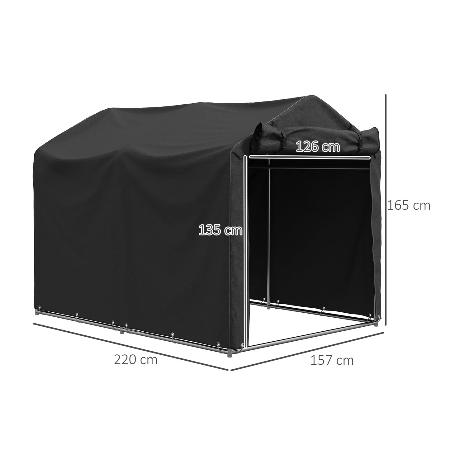 Garagecaravanhoes – Opbergtent – Beschermhoes – Stallingstent – Afdekhoes – Waterdicht – UV-bestendig – 220x157x165 cm – Met Ritsdeur