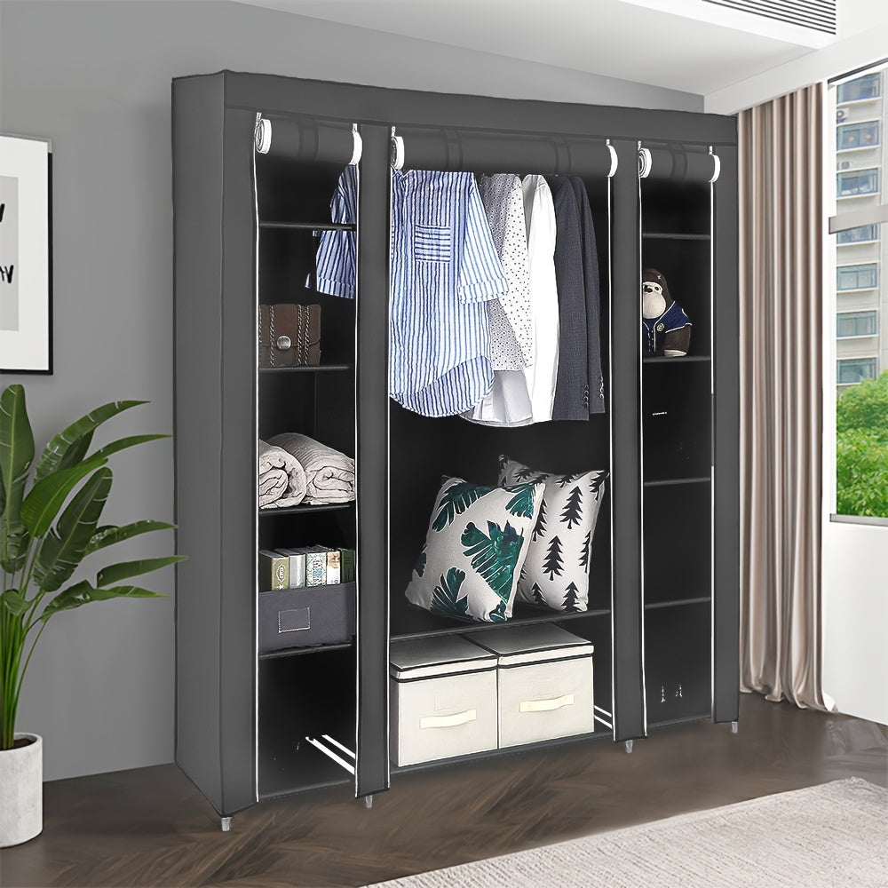 Portable Wardrobe Closet, Wardrobe Clothes Storage, Non-Woven Fabric, For Bedroom & Living Room