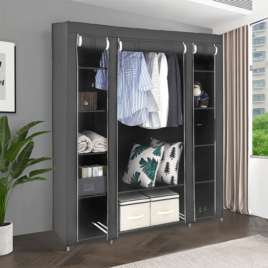 Portable Wardrobe Closet, Wardrobe Clothes Storage, Non-Woven Fabric, For Bedroom & Living Room