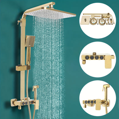 Douche Systeem – Douche Set – Complete Douche Set – Badkamer Douche – Regendouche – Gouden 4-in-1 Douche Systeem – 22,86x22,86 cm Regendouche – Messing Duurzaam