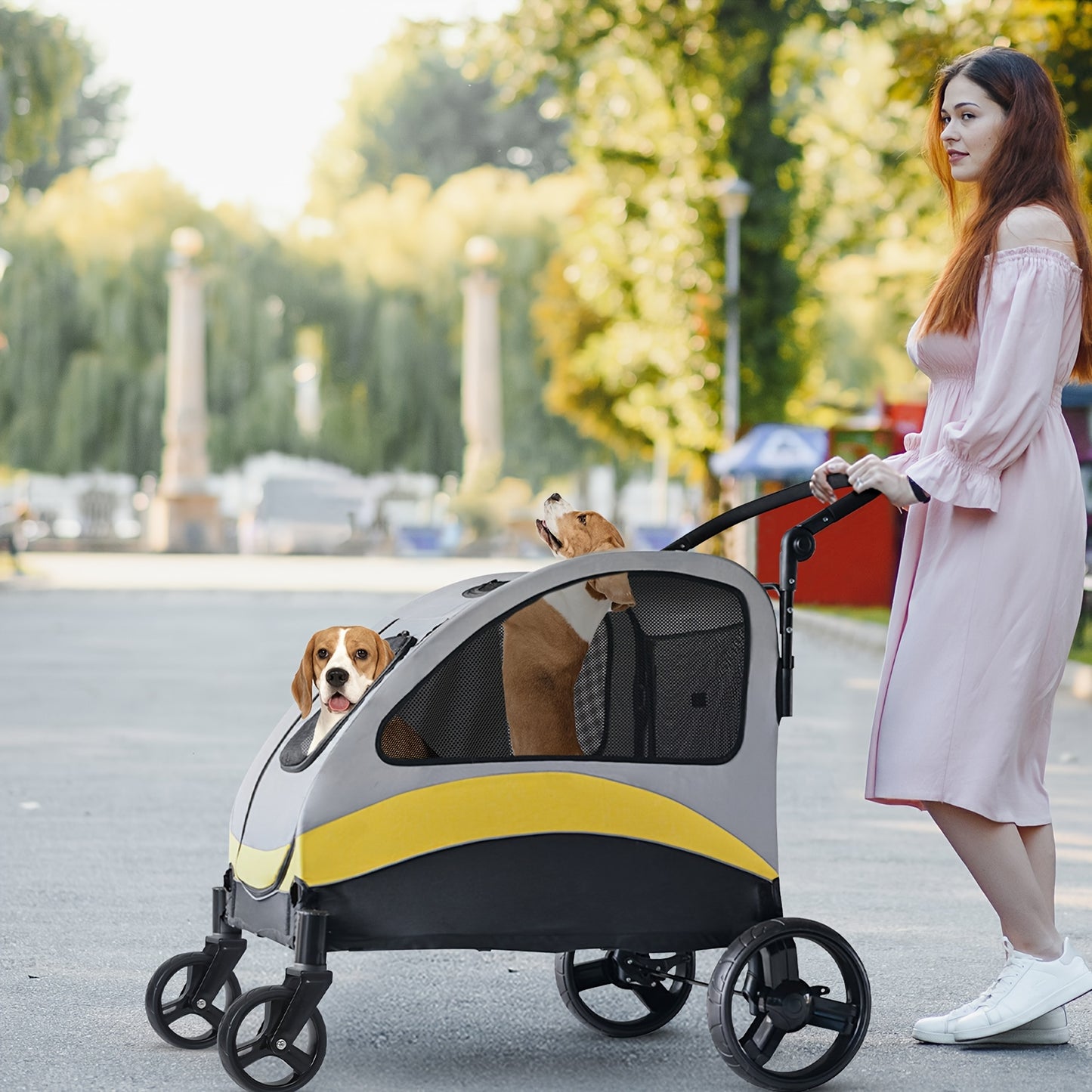 Hondenbuggy – Hondenwagen – Huisdierenbuggy – Wandelwagen – Dierenkar – Geschikt voor Honden tot 20 kg – Opvouwbaar Met Metaal Frame