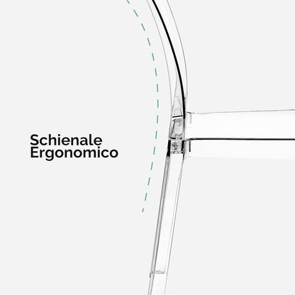 Transparante Stoelen – Design Stoelen – Polycarbonaat Stoelen – Eetkamerstoelen – Moderne Stoelen – Ergonomische Gebogen Rugleuning – Duurzaam Lichtgewicht Material