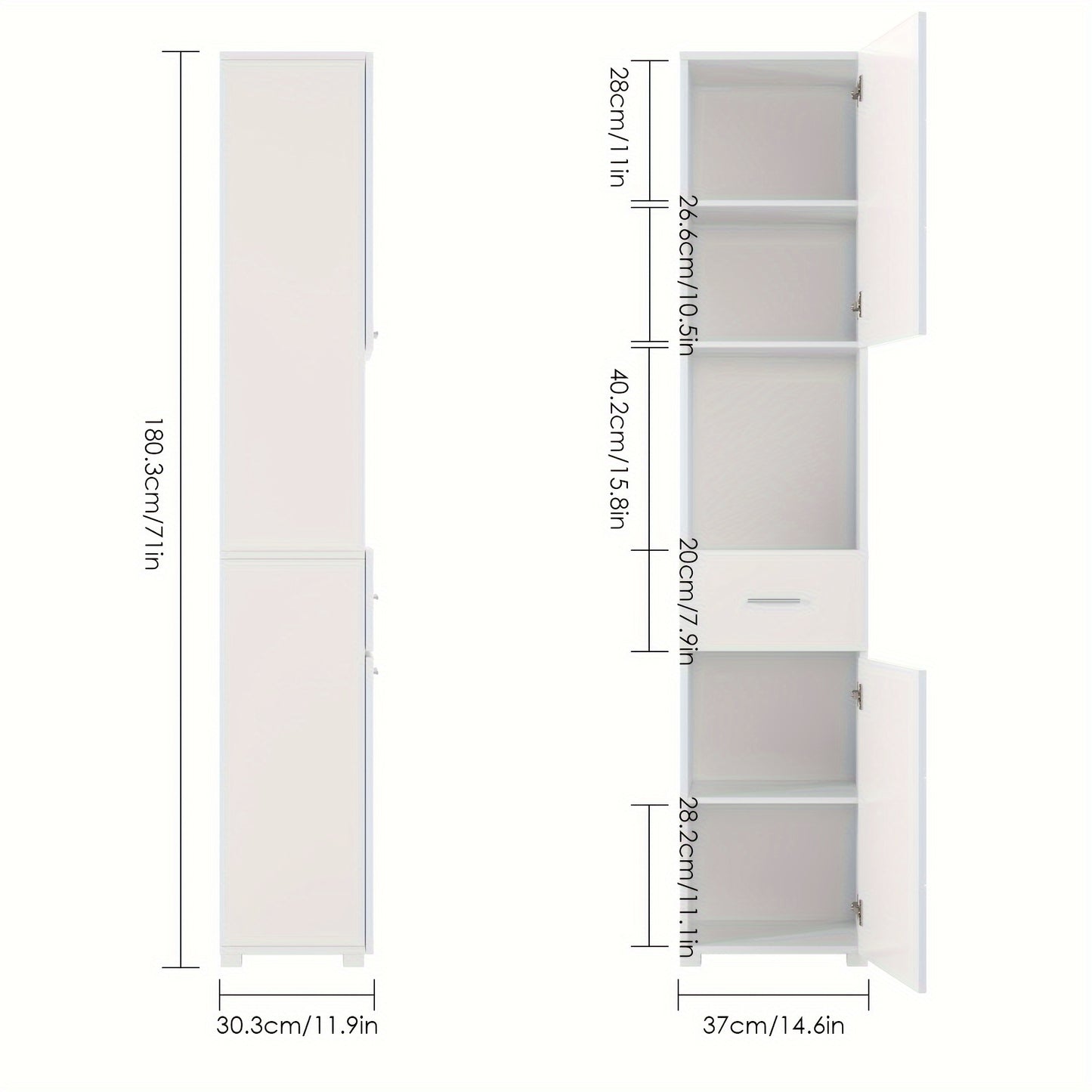 Badkamerkast – Badkamermeubel – Opbergkast – Kolomkast – Badkamerrek – Modern Design – Hoogte 68,5 cm – MDF Waterbestendig