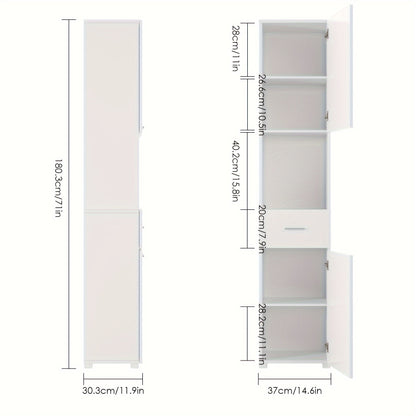 Badkamerkast – Badkamermeubel – Opbergkast – Kolomkast – Badkamerrek – Modern Design – Hoogte 68,5 cm – MDF Waterbestendig