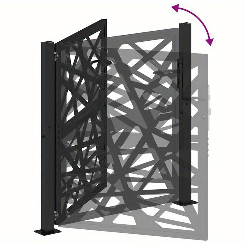 Metalen Poort – Tuinpoort – Buitenhek – Terraspoort – Afscheiding – Zwart Mat – 105x105 cm – Duurzaam Geometrisch Design