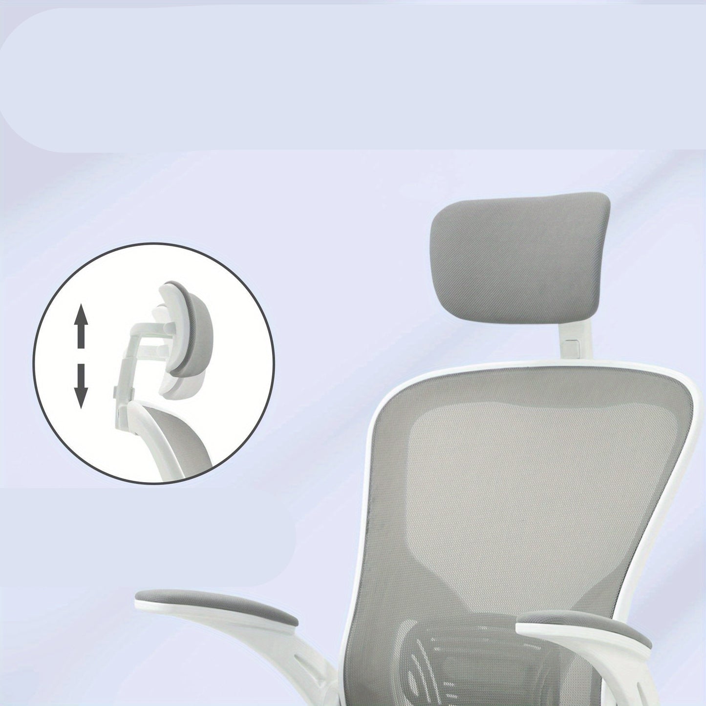 Bureaustoel – Ergonomische Stoel – Kantoorstoel – Draaistoel – Office Chair – Verstelbare Hoofdsteun – Ademend Mesh – Schommelfunctie – Hoogte Verstelbaar – Grijs