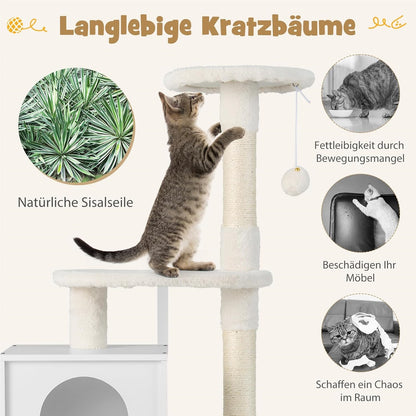 Kattenklimpaal – Krabpaal – Kattenhuis – Kattenmeubel – Krabmeubel – Multifunctioneel Design – Stabiele Houten Constructie – Wit