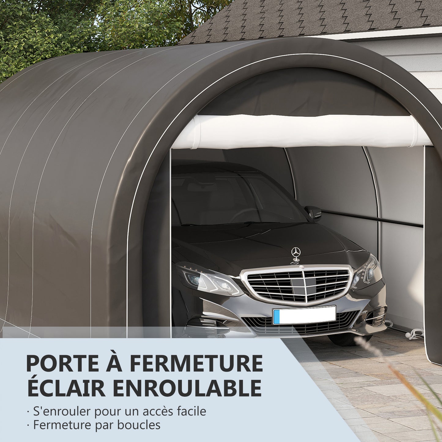 Carport – Garage – Afdak – Tent – Overkapping – Grijs – Gegalvaniseerd Stalen Frame – Waterdicht PE Zeildoek 190 g/m²