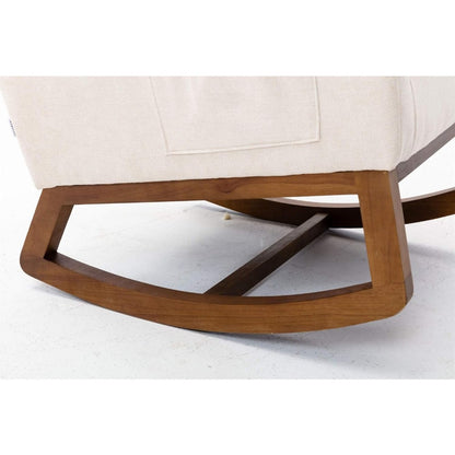 Schommelstoel – Relaxstoel – Fauteuil – Voedingsstoel – Loungestoel – Massief Houten Frame – Comfortabele Sponsstof Bekleding