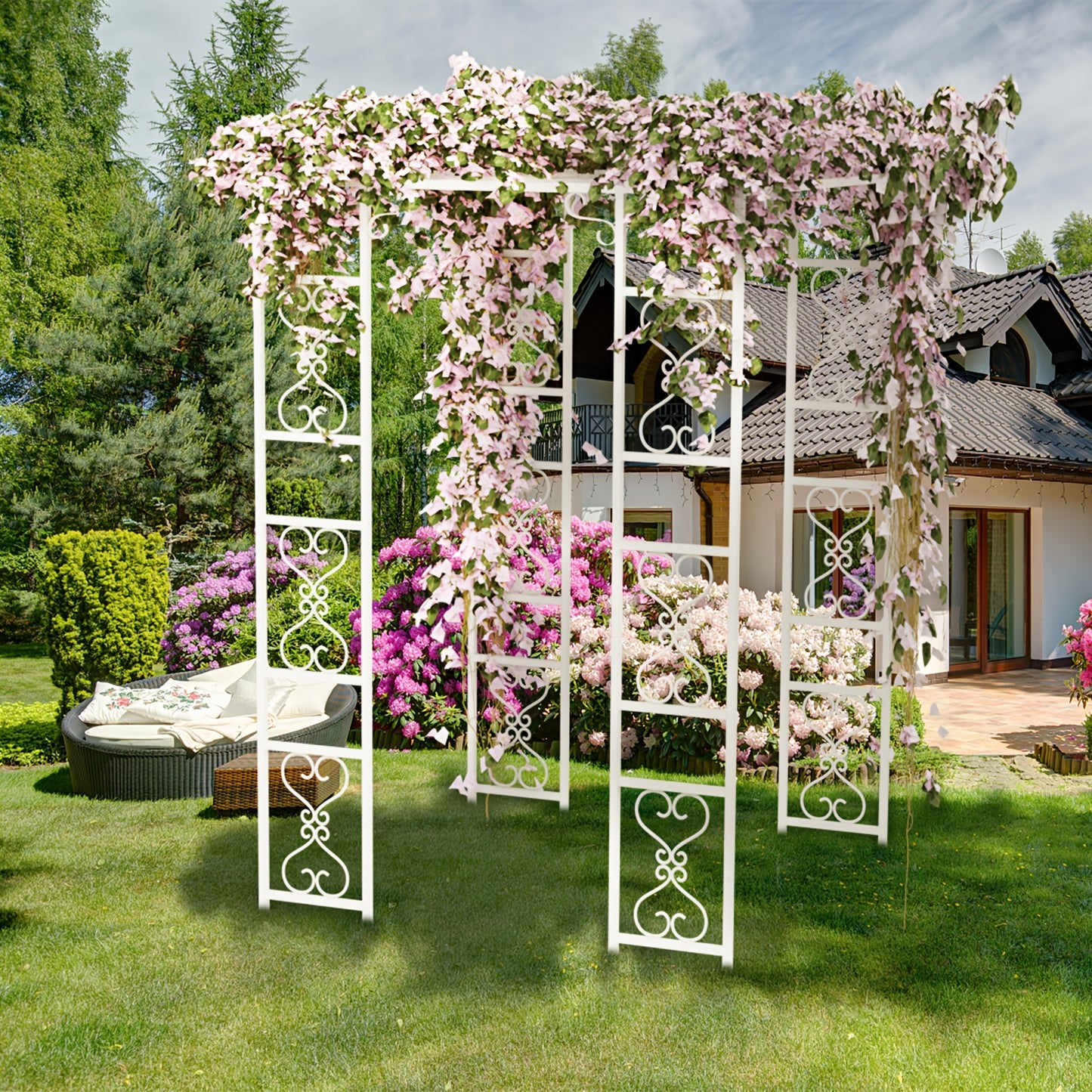 Tuinpaviljoen – Pergola – Prieel – Overkapping – Partytent – Wit Metalen Frame – Waterdicht Canopy – 180x270 cm – Stevig Metalen Pergola Met Ritssluiting